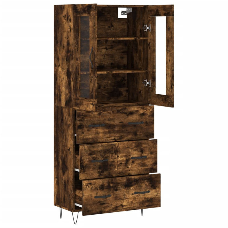 Tetteh 2 Door Manufactured Wood Wardrobe, Smoked Oak