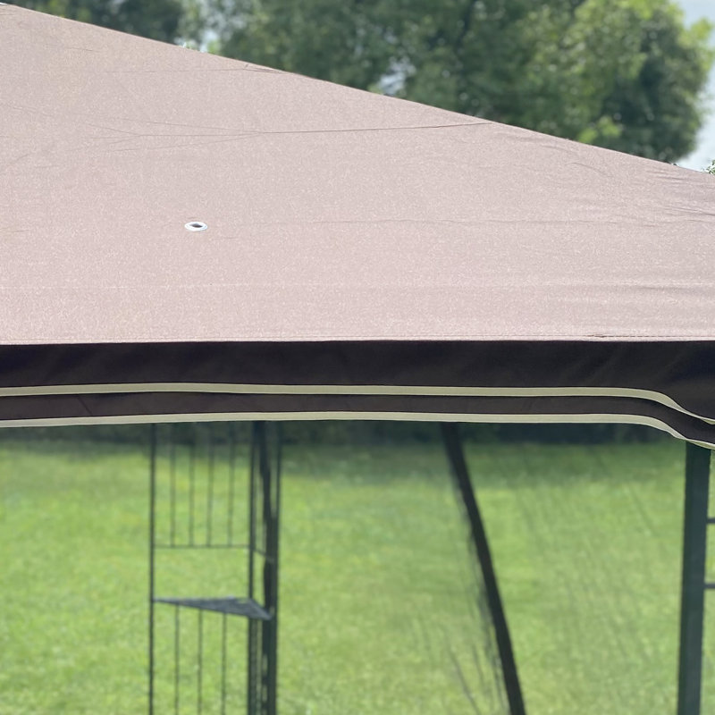 10x10 Ft Patio Double Roof Gazebo Replacement Cover Canopy, Brown - With Guarded, Water-, Simple And Effortless Assemble Procedure Steps Canopy Protected , , Quick Assembly