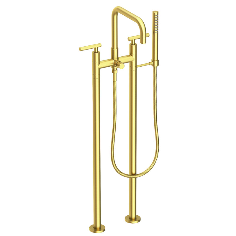 Exposed Tub & Hand Shower Set W/Risers, Satin Brass
