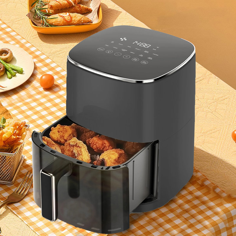 Air Fryer, 6-Quart With Viewing Window, 12-In-1 Functions - Air Fry, Roast, Reheat, Dehydrate, Bake, Steam, Black