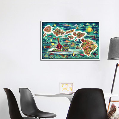 Retro Map Of The Hawaiian Islands - Print on Canvas