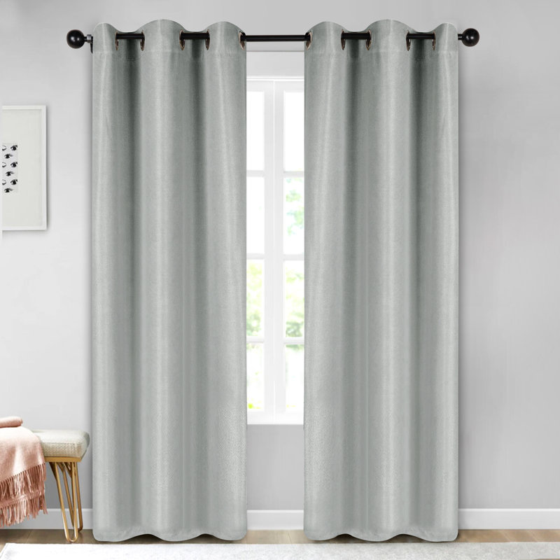 Polyester Thermal Insulated Room Darkening Curtain Panels, 42" W x 108" L, Chrome