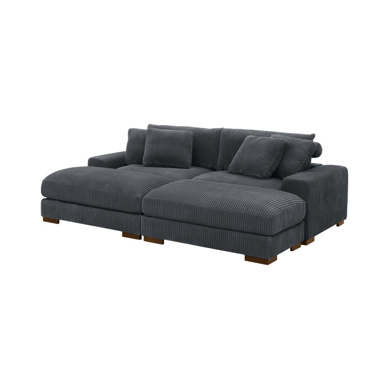 Braedon Modular Corduroy Sectional, Dark Gray Corduroy