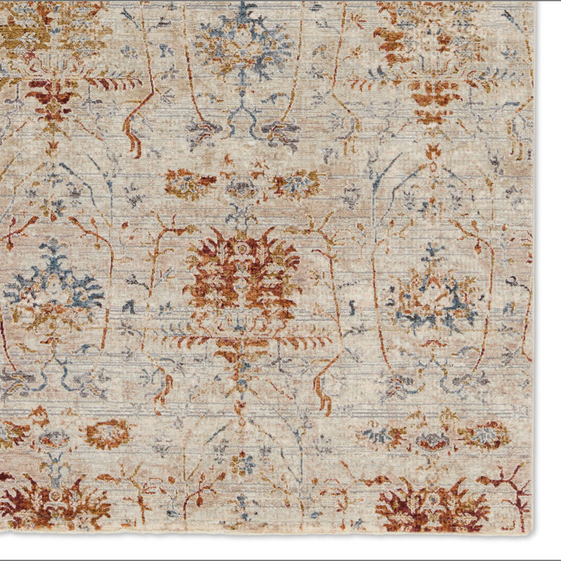 Tapis en polyester / viscose tissé à la machine Devoss en brun / beige / gris, Rectangle 9 pi 3 po x 13 pi 3 po