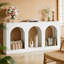 Élégante table d'appoint Arches, table d'entrée avec trois découpes arquées pour le rangement et la présentation, console stable et polyvalente