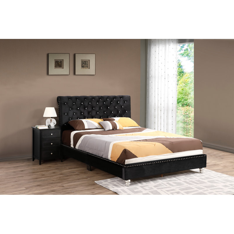 Kailyn Upholstered Sleigh Bed, Full, Black