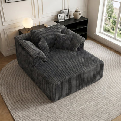 60 Inch Oversized Boneless Chaise Lounge Chair, Convertible Sleeper, No Assembly Required, Modern