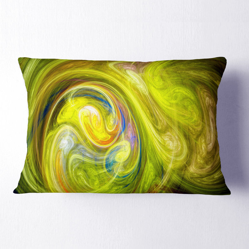 Abstrait jaune fractal - coussin imprimé abstrait
