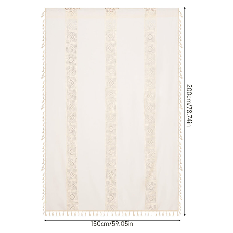 Bohemian Semi-sheer Curtain with Tassels, 150 cm Width x 200 cm Drop