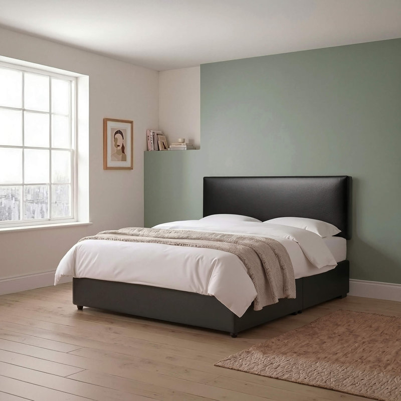 Arbane Upholstered Faux Leather Panel Headboard, Double (4'6), Cream