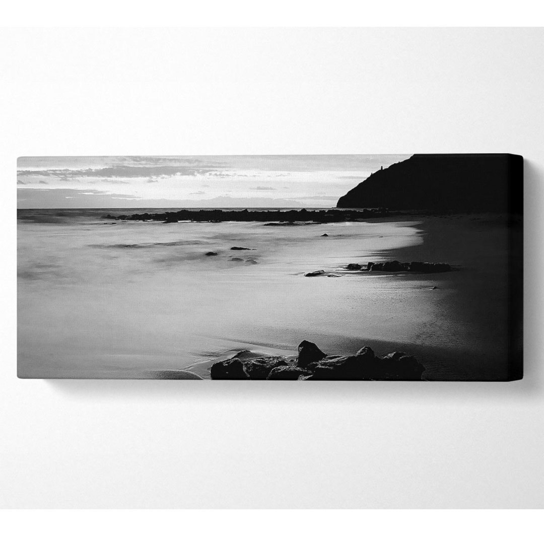 Sonnenuntergang Gezeiten B N W Panoramaleinwand