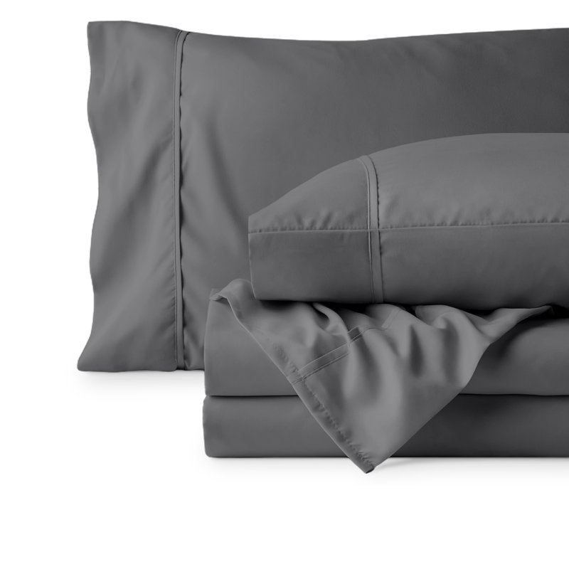 Ensemble de draps en microfibre 22 po, Gris, Ensemble de draps divisés très grand lit avec 2 