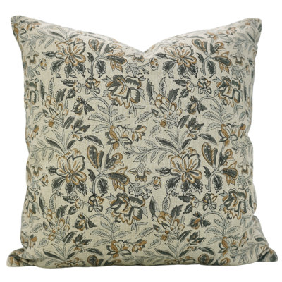Housse de coussin Fabcline en lin pur, décor maison de campagne (Kudrat, gris)