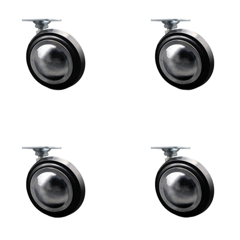 Roulettes à roulettes souples 3 pouces - Ensemble de 4 - SCC, Chrome brillant