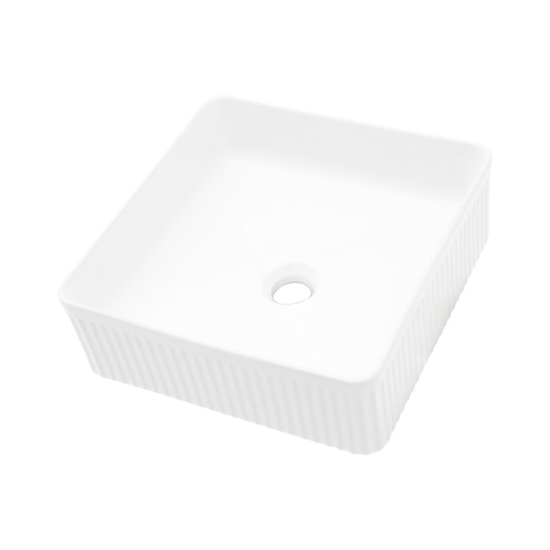Topcraft White 15.69-Inch Square Ceramic Bathroom Basin