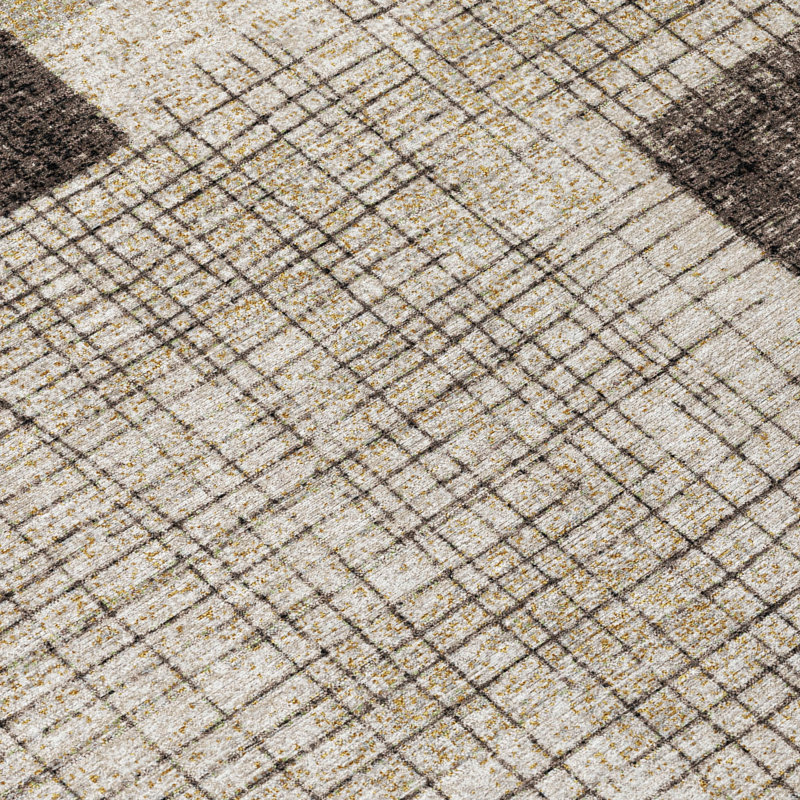 Tapis intérieur / extérieur brun lavable à la machine Xhevrie, Rond 8 pi
