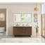 Meuble-lavabo double 60 po en chêne brossé brun avec grain de pierre blanc Mowry