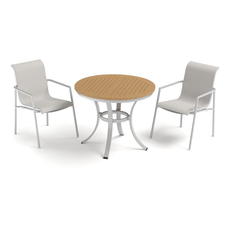 Orso & Travira 2 - Person Round 36" Long Powder Coated Aluminum Outdoor Dining Set