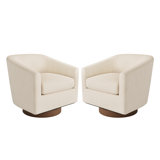 Forno Upholstered Swivel Barrel Chair With Wood Base