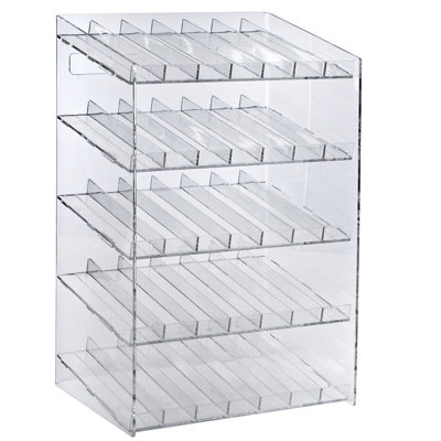 Présentoir à cinq niveaux à 35 compartiments, 7 pièces par niveau. Dimensions: l 12 po x P 8,5 po x H 18,5 po