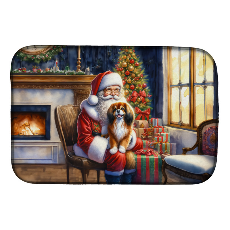 Tapis de vaisselle épagneul et père Noël tibétain