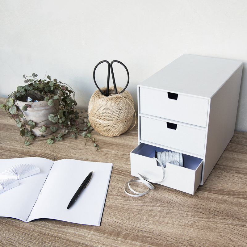 Organisateur de bureau à 3 tiroirs Bigso, Blanc