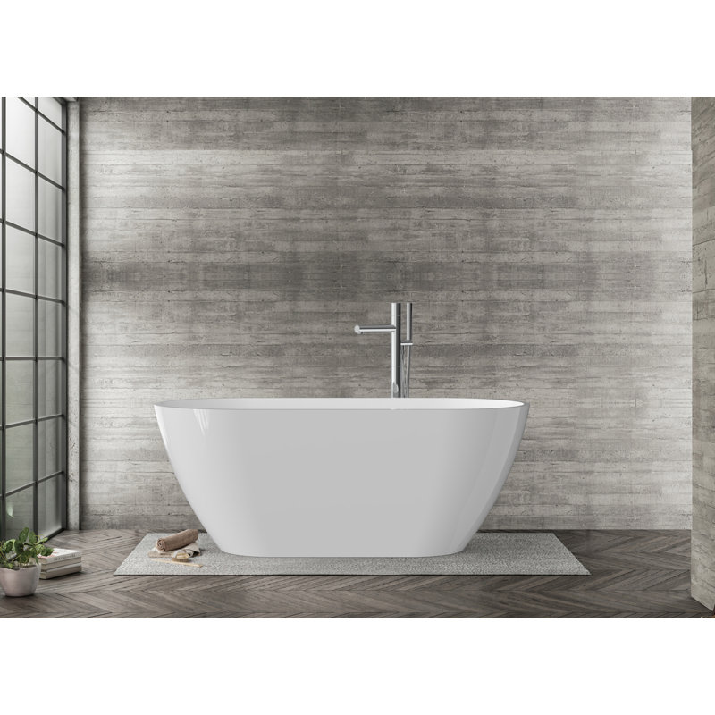 Baignoire de trempage autoportante en acrylique Flora-T 67 po x 31,5 po 