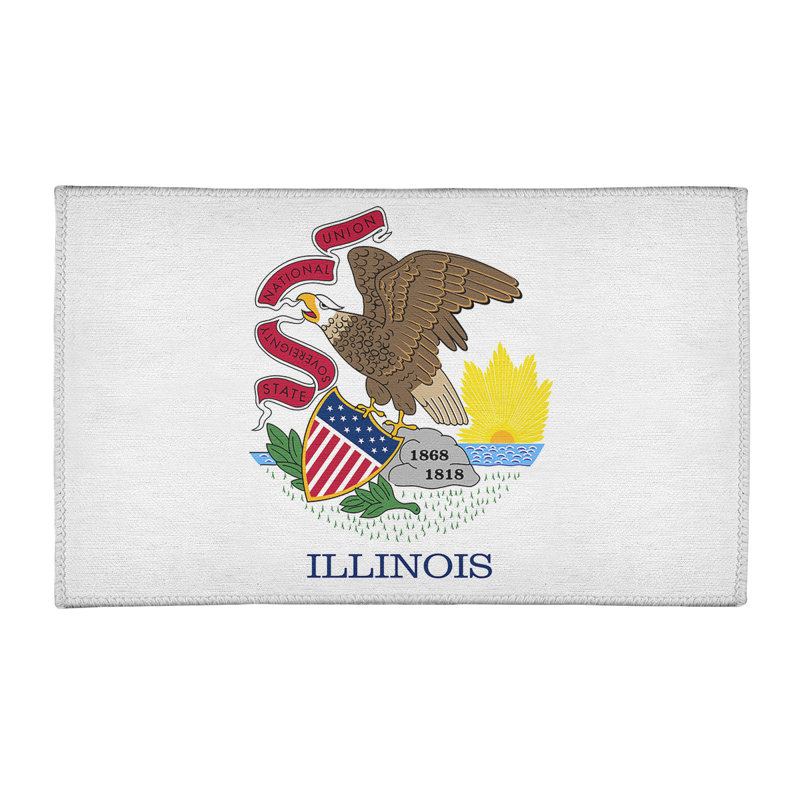Tapis blanc cassé en chenille illinois flag, Rectangle 2 pi x 3 pi