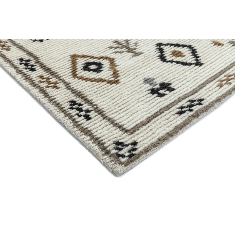 Rivah Hand Tufted Geometric Area Rug in Ivory/Brown/Black, Rectangle 5' x 8'