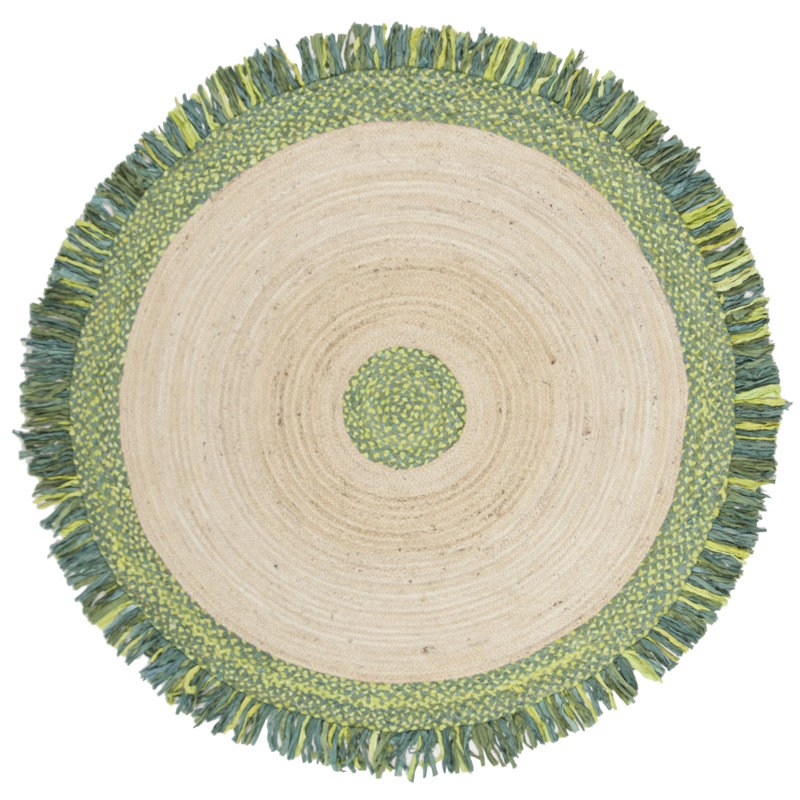 Zeitler Hand Woven Jute, Cotton Rug, Round 3'