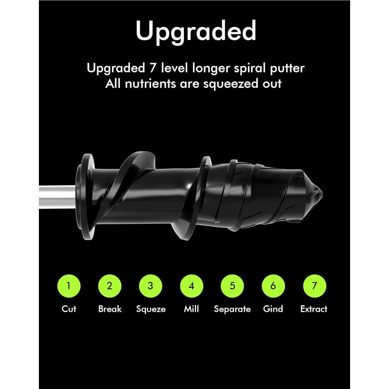 Efficient Juicer by SIFENE, 2-Speed, Stainless Steel, Slow Masticating, Cold Press, Clear/Gray