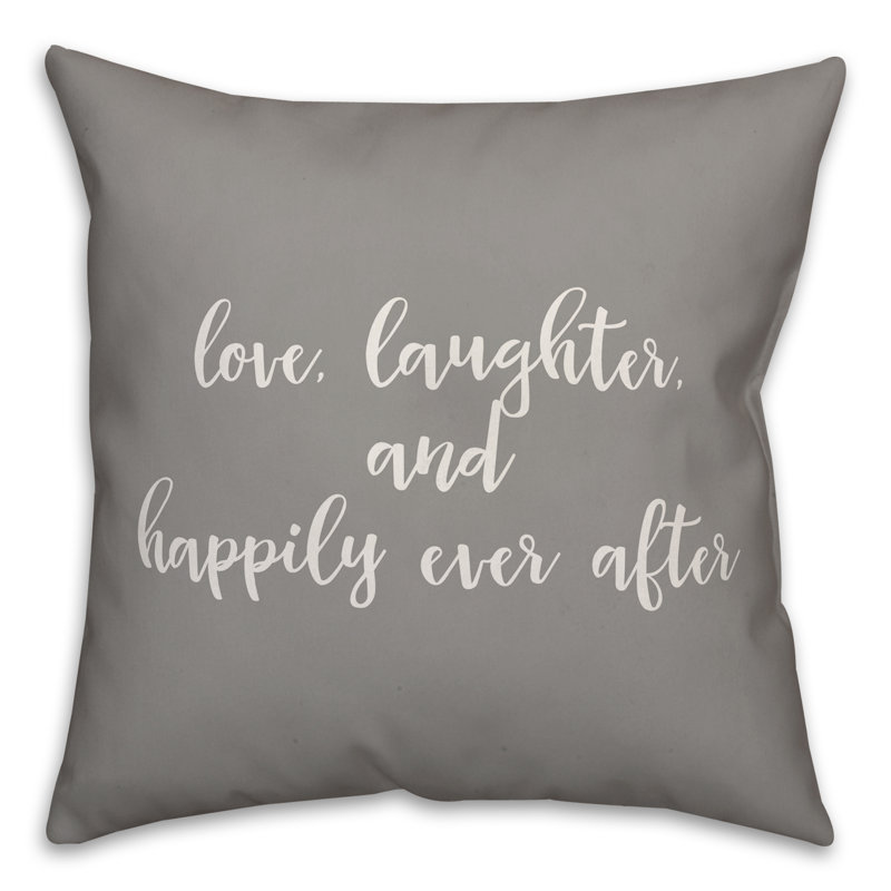  Coussin Love Laughter and Happily Ever After, Gris, Housse de coussin