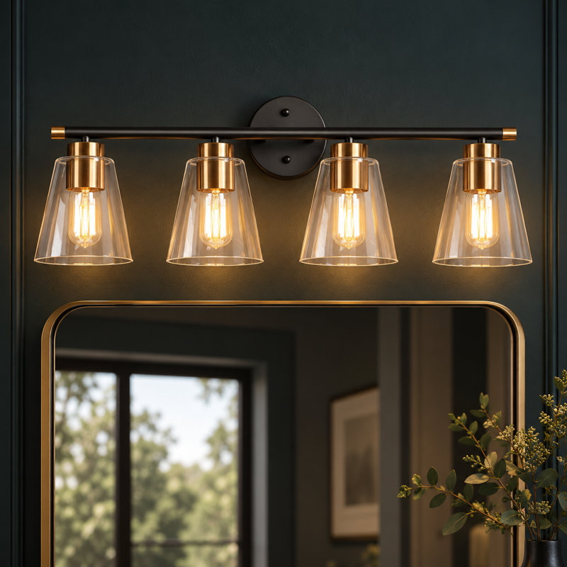 Luminaire mural moderne à 4 lumières avec abat-jour en verre 4 lumières