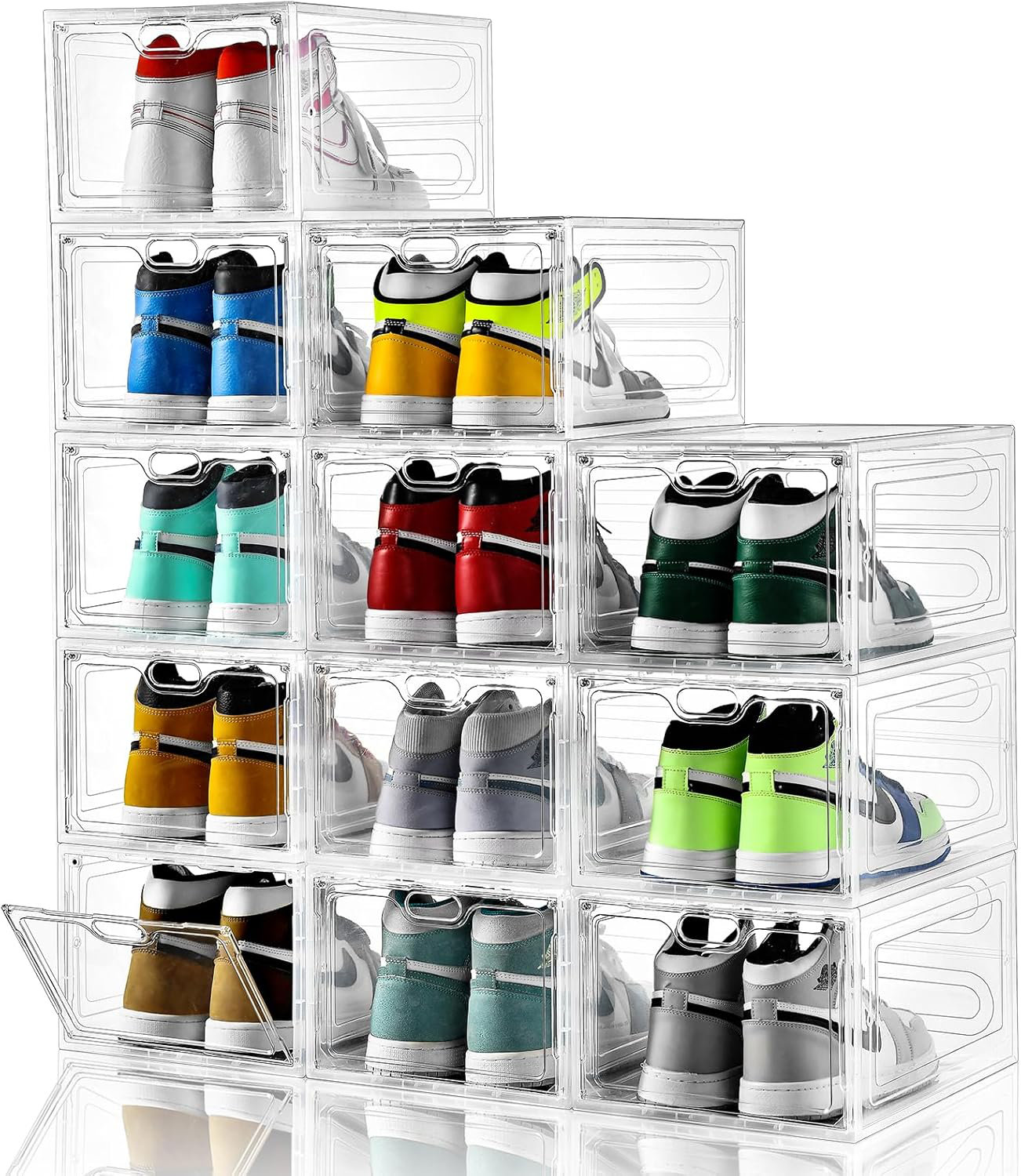 Rebrilliant Clear Stackable Shoe Storage Box With Magnetic Door ...