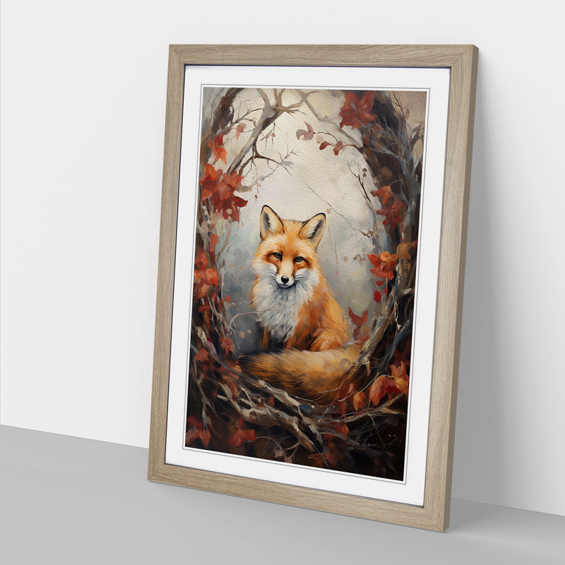 Fox Romanticism No.2 - Framed Print, Oak Framed, 34cm H x 25cm W