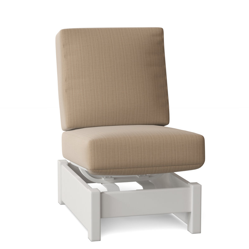 Chaise longue sans accoudoirs en plastique et aluminium avec coussins Sunbrella de 23,5 po Cherin, Neige texturée