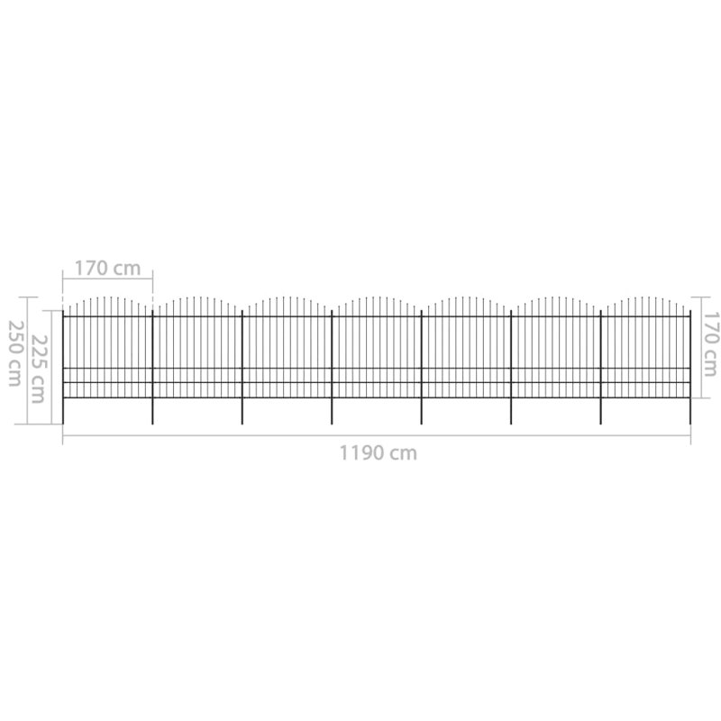 Noren 199.9996cm H x 1250cm W Black Metal Fence Panels
