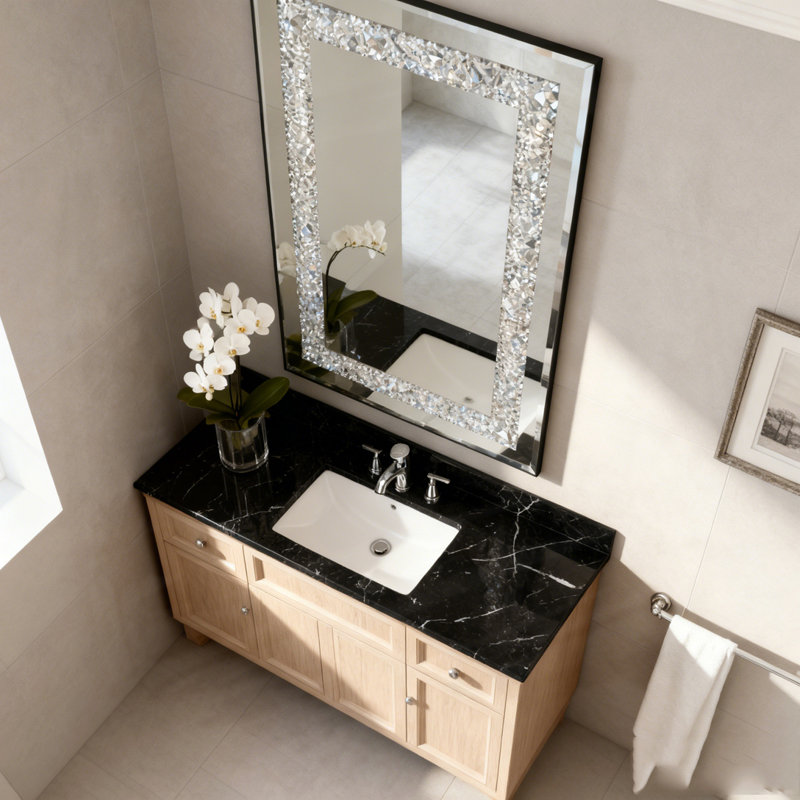 Crystal Crush Diamond Rectangle Silver Mirror