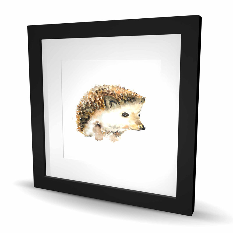 Watercolor Hedgehog - reproduction encadrée mate pour décoration intérieure, H 16 po x l 16 po