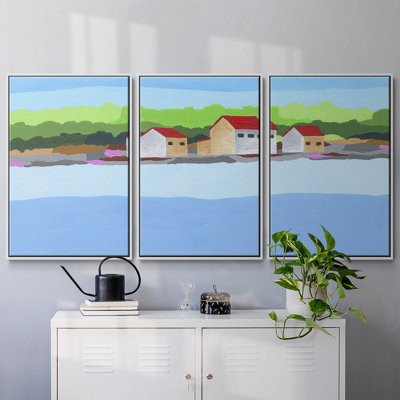 " Red Roof Landscape II " 3 - Pieces