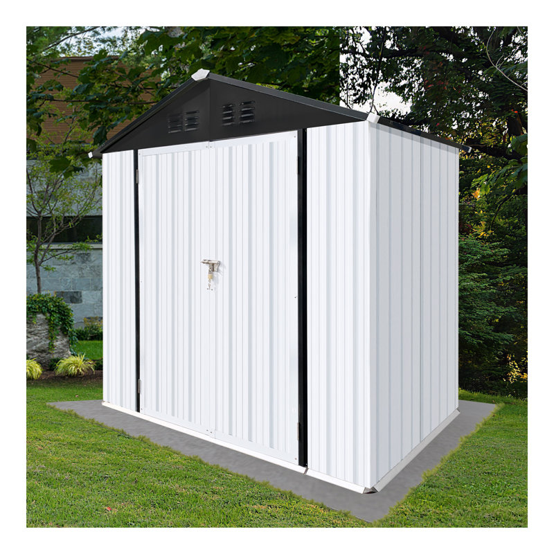 Outdoor Storage Sheds 4Ftx6ft Apex Roof White+Black