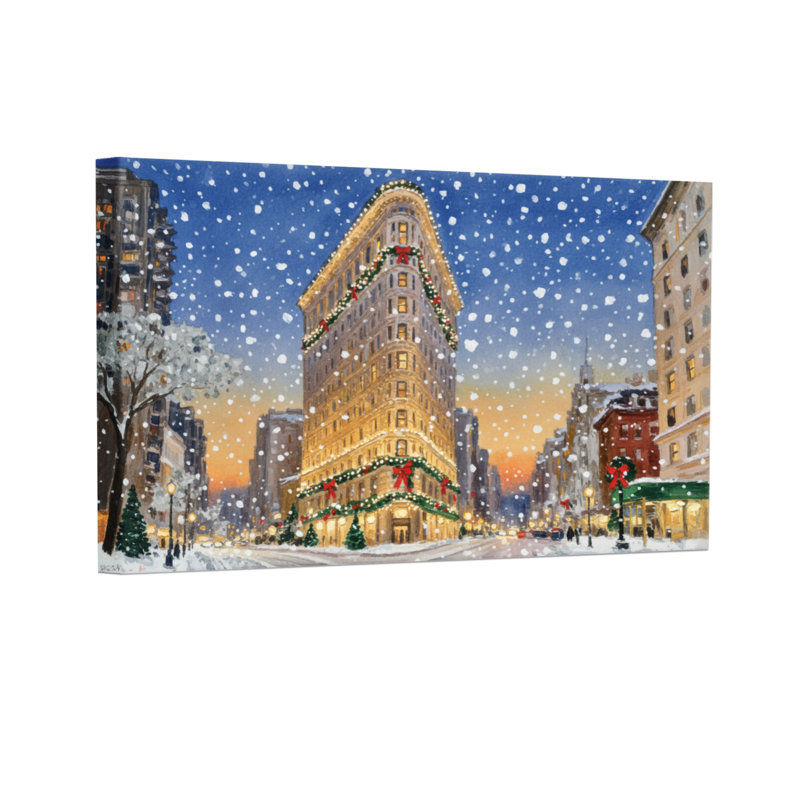 Ensemble de 3 impressions sur toile, décorations de Noël enneigées, H 20 po x l 30 po