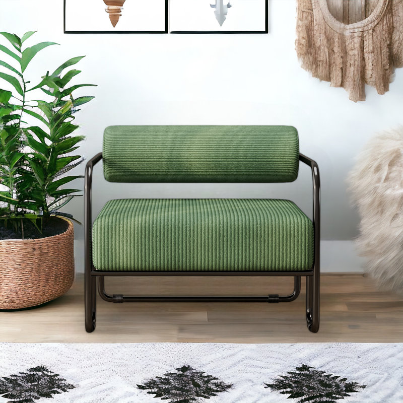 Franchina CAL117 Compliant 27'' Wide Tufted Armchair, Green Corduroy
