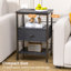 Ensemble de 2 tables de chevet, tables de bout avec station de charge, tables de chevet noires avec tiroirs en tissu, petite commode à tiroirs en tissu, ensemble de 2 tables de chevet hautes pour petits espaces, salon, chambre à coucher-1208917537