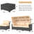 6 Pieces Patio Furniture Set - Rattan Outdoor Daybed With Retractable Canopy, Outdoor Furniture Sectional Sofa Set