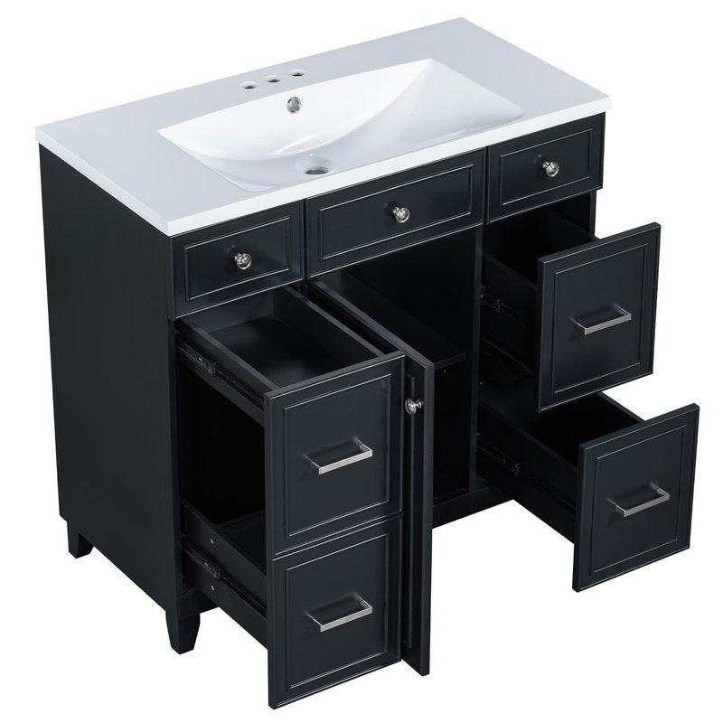 Meuble-lavabo noir Shaker