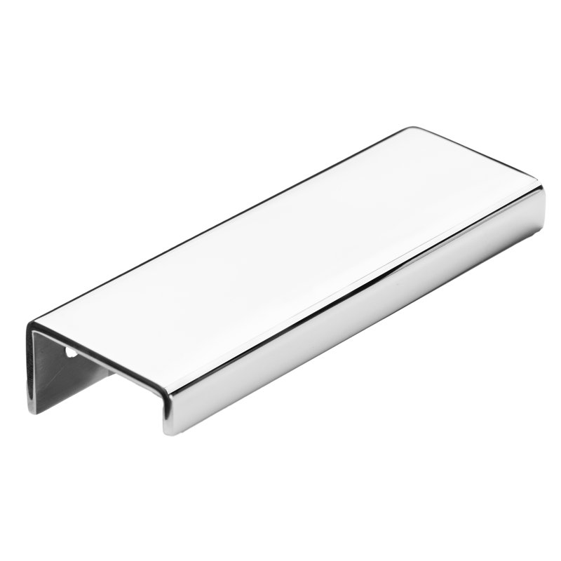 Modern Cabinet Finger Edge Pull, Polished Stainless Steel, 7 7/8″