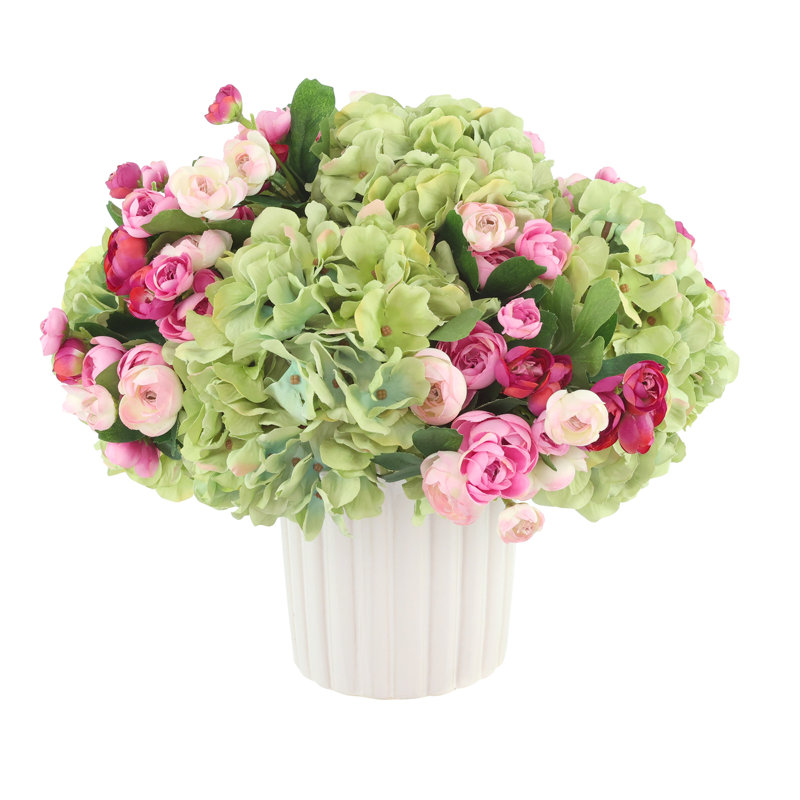 Floral Centerpiece with Hydrangeas and Ranunculus