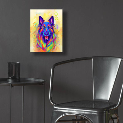 Art mural en verre épique «Pop Art German Shepherd 2» par Furbaby Affiliates