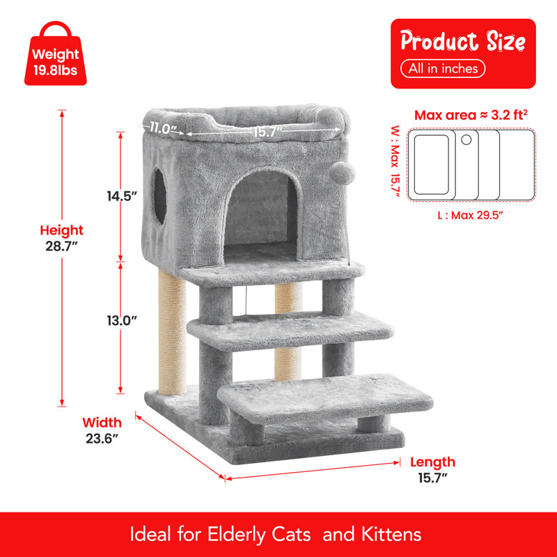 Tour pour arbre à chat 28,7 po, Gris clair